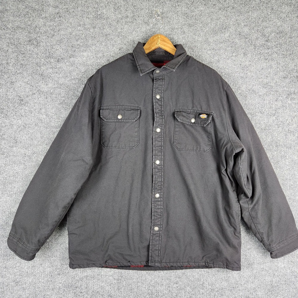 Dickies Shirt Jacket Mens Canvas Shacket Black‎ Quilted Plaid Lined XL